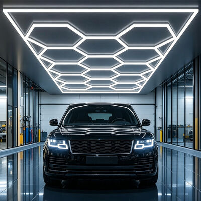 Sistema de iluminación de techo Modular con luz LED hexagonal de 615W para garaje, gimnasio, taller, oficina, paneles de luz LED hexagonales conectables en forma de panal