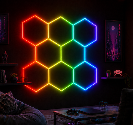 Modulares LED Hexagonal Light RGB paneles de techo de panal de miel para iluminación versátil en garaje gimnasio taller y espacios de oficina