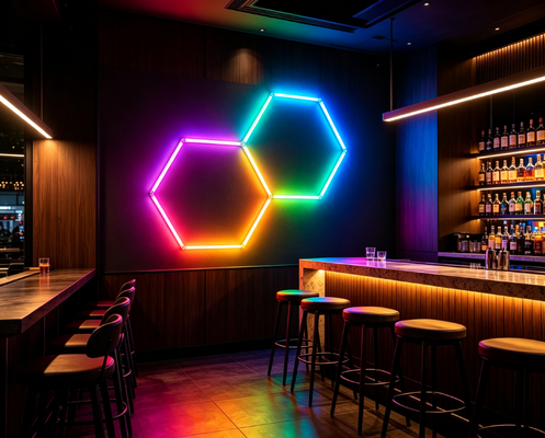 Un buen precio. Sistema de techo modular RGB con luz hexagonal LED en forma de panal que ofrece opciones de instalación flexibles para garaje, gimnasio, taller y oficina En línea