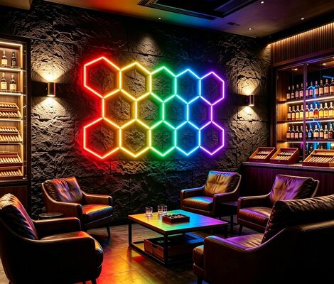 Un buen precio. RGB LED luz hexagonal modular panel de techo de panal de abejas sistema para iluminación flexible en garaje gimnasio taller y oficina En línea