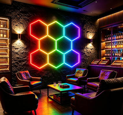 Un buen precio. Modulares LED Hexagonal Light RGB paneles de techo de panal de miel para iluminación versátil en garaje gimnasio taller y espacios de oficina En línea