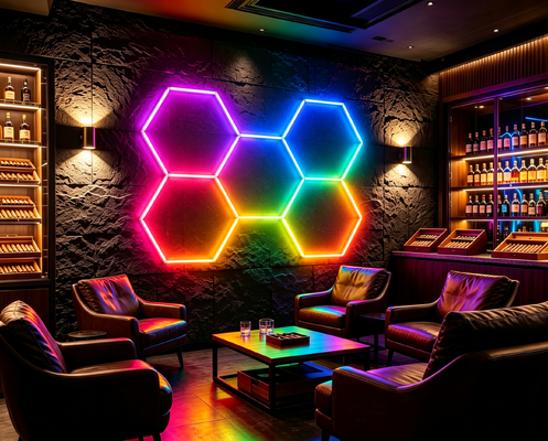 Un buen precio. Paneles Modulares de Luz LED Hexagonal RGB Conectables para Aplicaciones de Iluminación en Techos de Garajes, Gimnasios, Talleres y Oficinas En línea