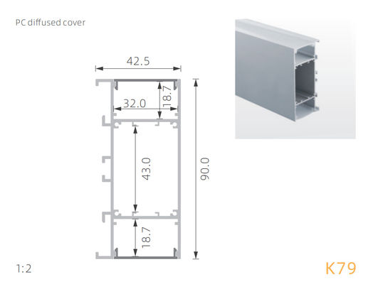 El perfil llevado con el difusor de la PC llevó el canal de aluminio para la iluminación de la pared del LED