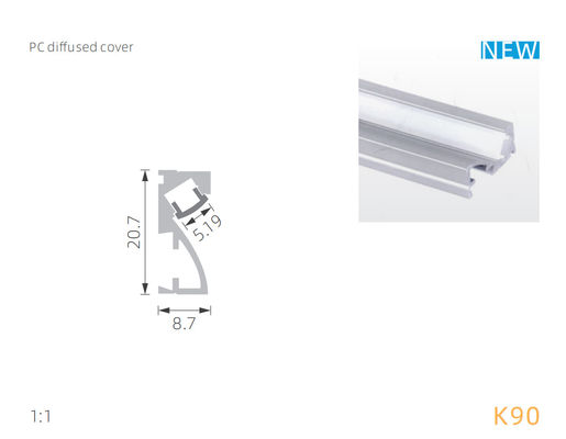 Difusor de la PC PMMA para el lighint linear LED del perfil de aluminio de la pared de 30D