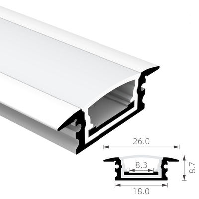 El canal 6063 T5 de la prenda impermeable LED del cuadrado de H8.7mm IP65 ahuecó perfil de aluminio llevado