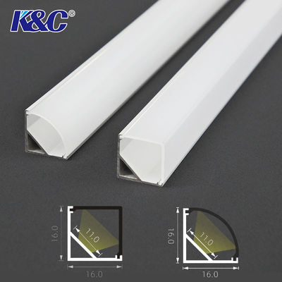 Canal de extrusión de perfil de aluminio de esquina LED para gabinete 45 Luz de ángulo de 90 grados