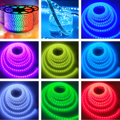 Prenda impermeable colorida flexible IP68 del gel de silicona de las luces de tira de SMD5050 RGB LED DC24V 60 LED